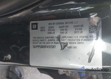 2015 Buick Verano из США, поврежденный, VIN 1G4PP5SK5F4107287